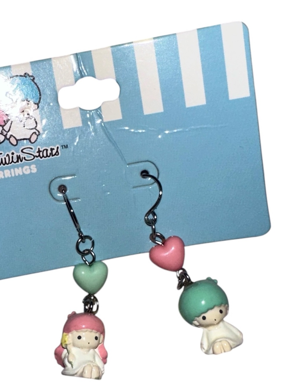 Sanrio Twin Stars Pink & Mint Heart Drop Earrings